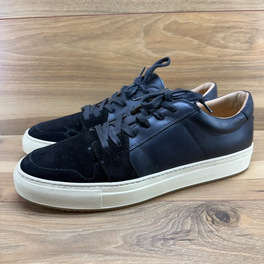 Greats‎ Brooklyn Sneakers Mens 11 Black Suede and Leather Low Top Modern Casual